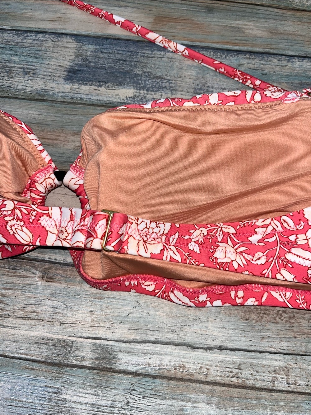J.Crew NWT Pink Floral Bandeau Bikini Swim Top 2X Removable Strap - Picture 5 of 7